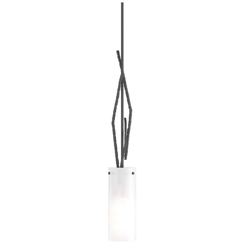 Image 1 Brindille 3.5" Wide Natural Iron Mini-Pendant With Opal Glass Shade