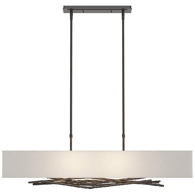 Image 1 Brindille 42 inch Oil Rubbed Bronze Long Pendant Natural Anna Shade