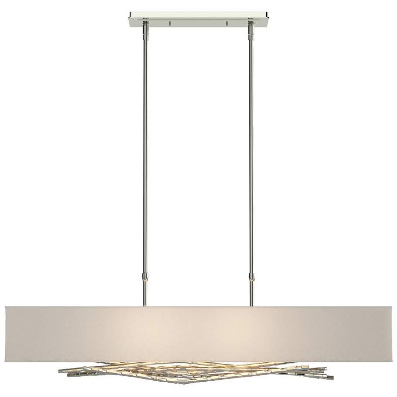 Image 1 Brindille 42" Wide Sterling Pendant With Flax Shade