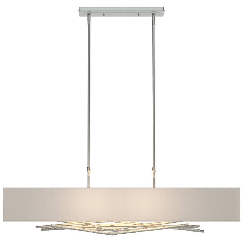 Image 1 Brindille 42" Wide Vintage Platinum Pendant With Flax Shade