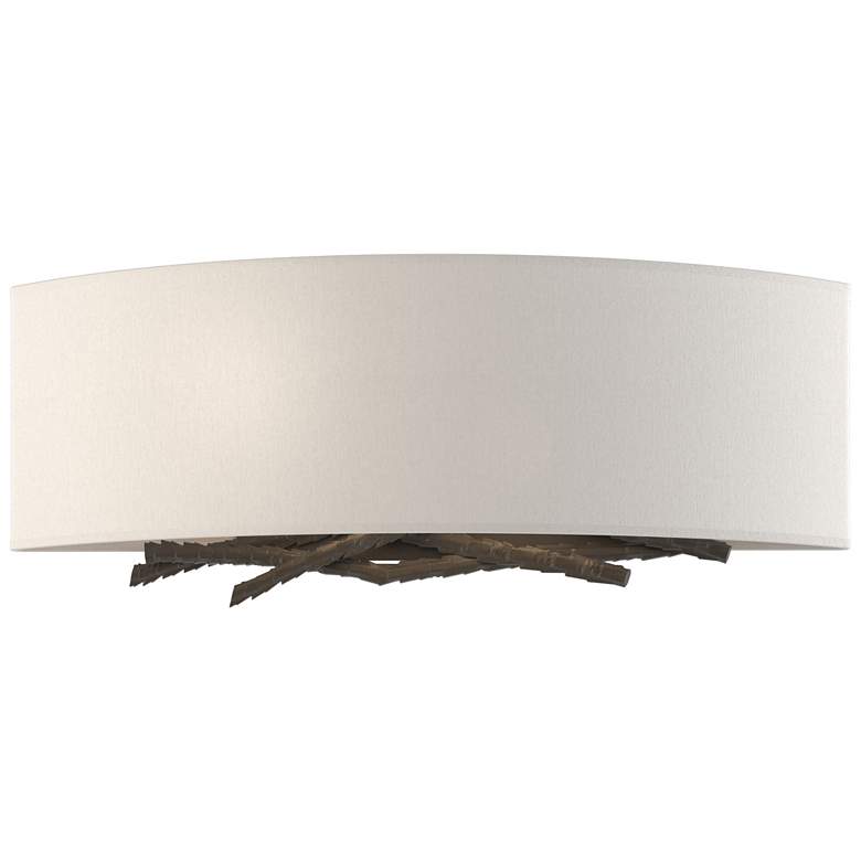 Image 1 Brindille 6" High Dark Smoke Sconce With Flax Shade