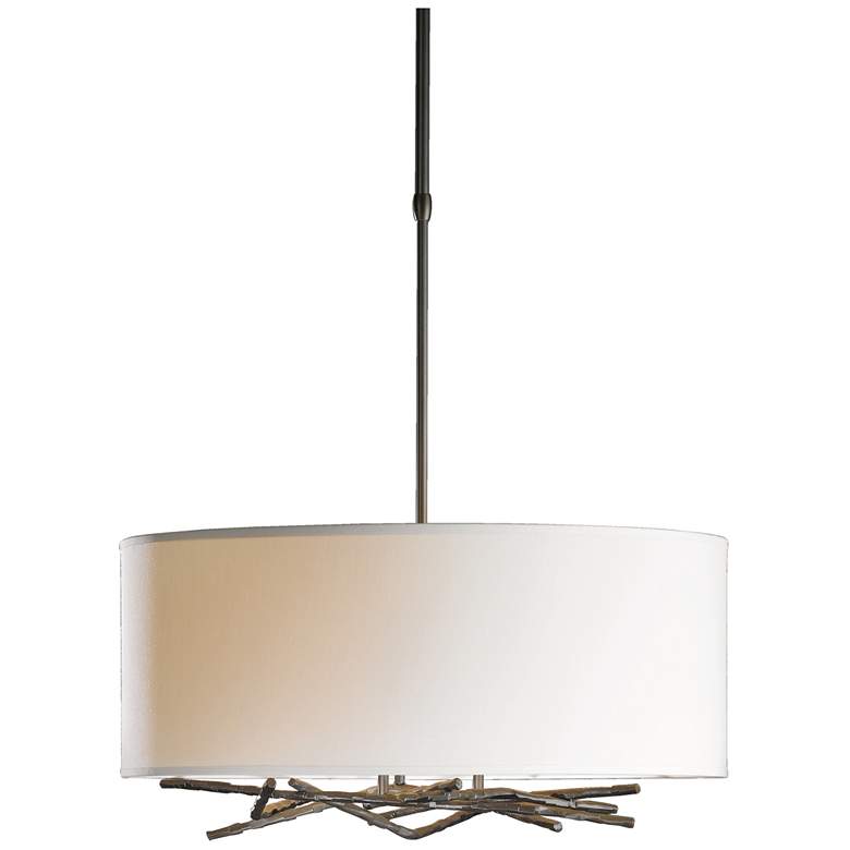 Image 1 Brindille Drum Shade Pendant - Smoke - Natural Shade - Standard Height