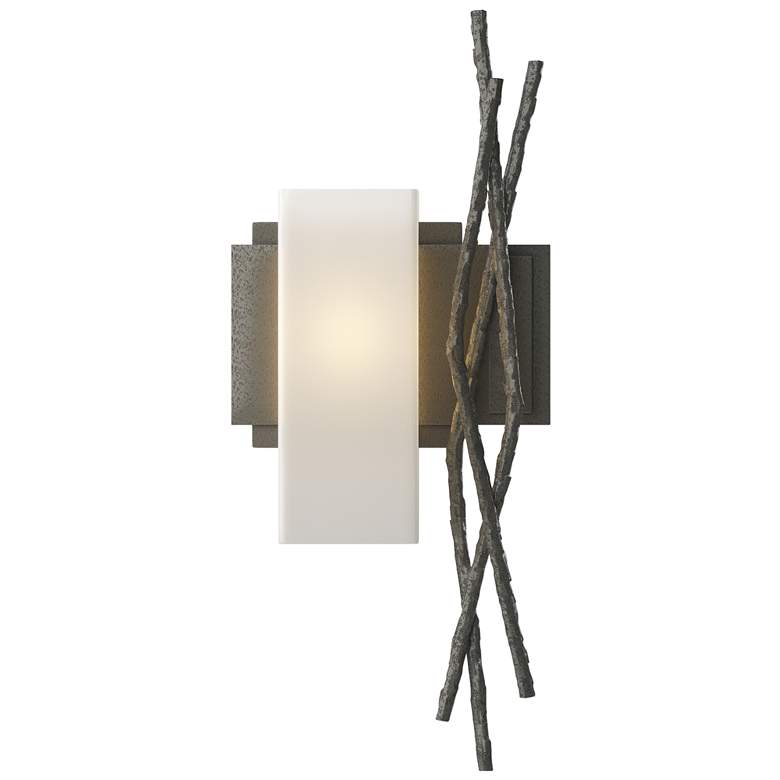 Image 1 Brindille Sconce - Natural Iron Finish - Opal Glass - Left Orientation
