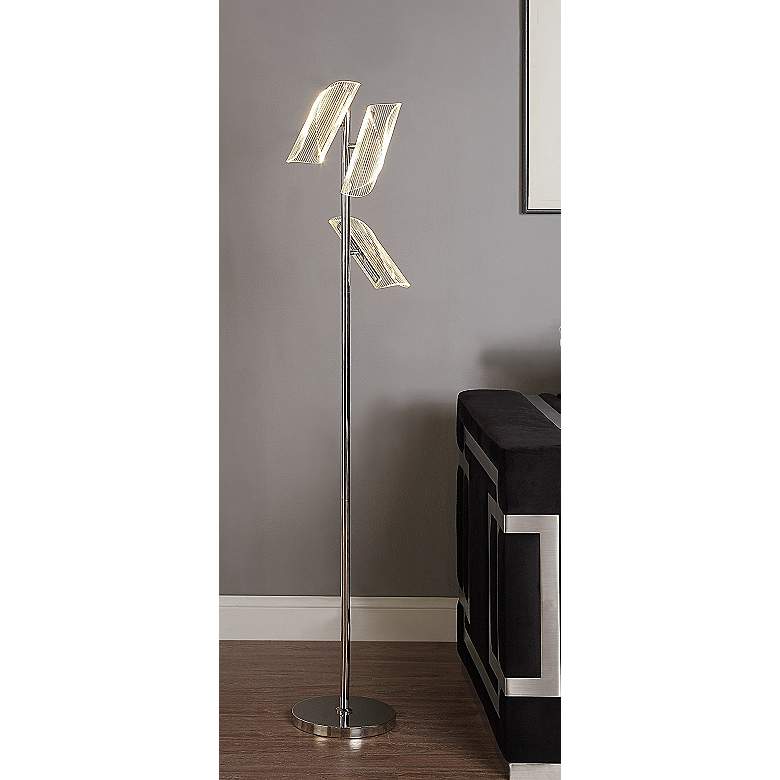 Image 4 Brindisi 62 inch High 3-Light Bright Nickel Metal  LED Tree Floor Lamp more views