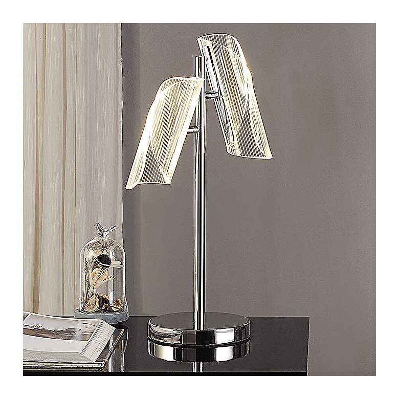 Image 1 Brindisi Bright Nickel Metal 2-Light LED Accent Table Lamp