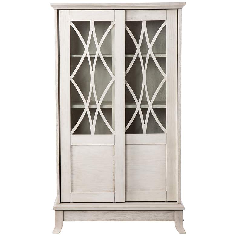 Image 3 Brindleford 28" Wide Distressed White Sliding-Door Cabinet more views