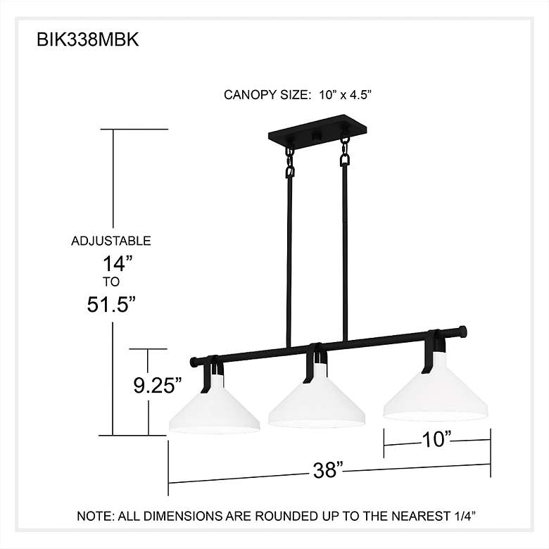Image 6 Brink 3-Light Matte Black Island Light more views