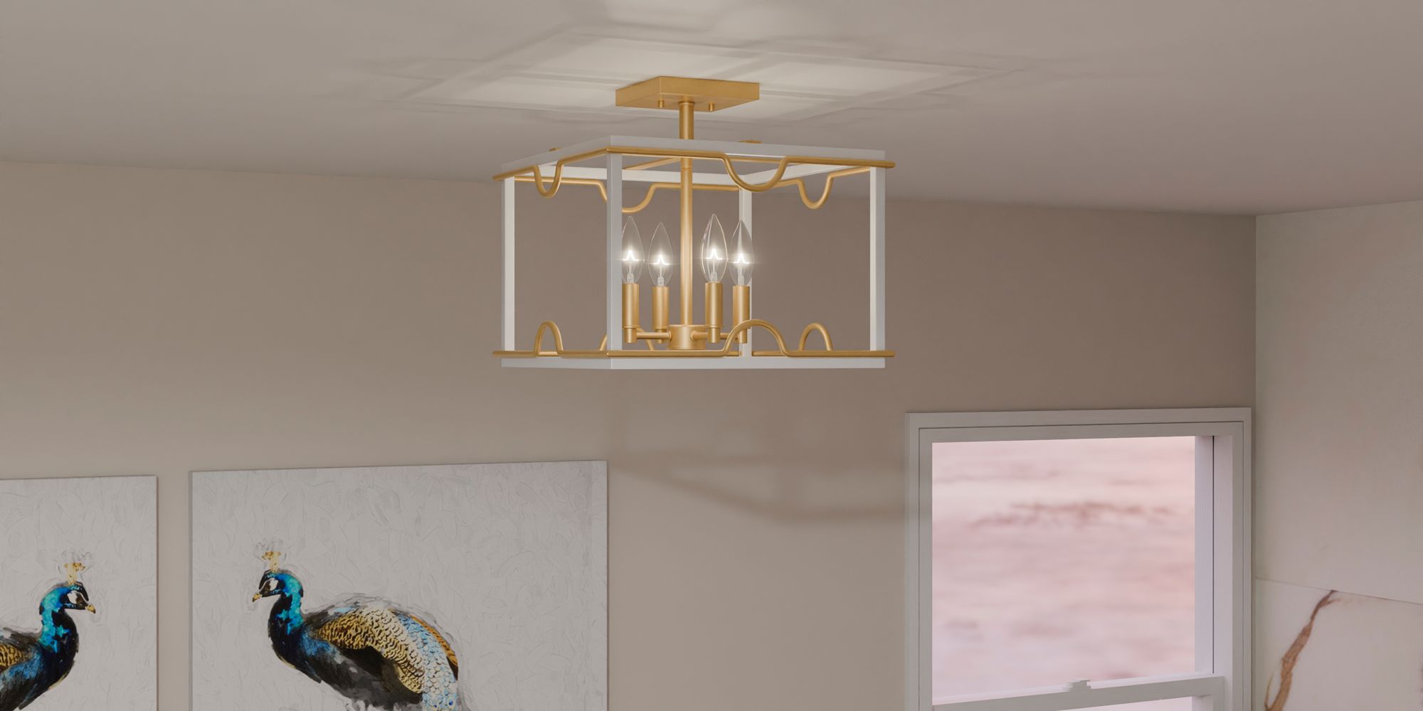 Brinkman 4-Light Matte White Semi-Flush Mount Light