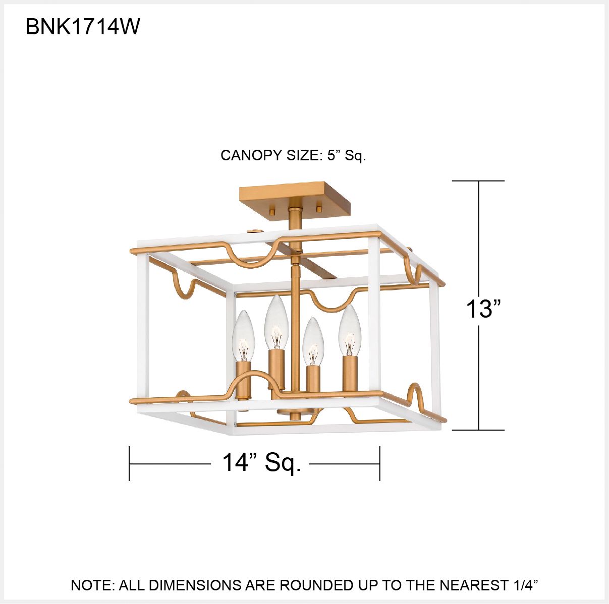 Brinkman 4-Light Matte White Semi-Flush Mount Light