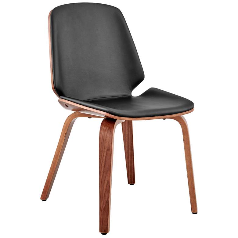Image 1 Brinley Dining Accent Chair in Black Faux Leather and Walnut Wood