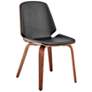 Brinley Dining Accent Chair in Black Faux Leather and Walnut Wood