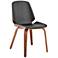Brinley Dining Accent Chair in Black Faux Leather and Walnut Wood