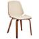 Brinley Dining Accent Chair in Cream Faux Leather and Walnut Wood