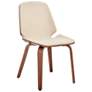 Brinley Dining Accent Chair in Cream Faux Leather and Walnut Wood