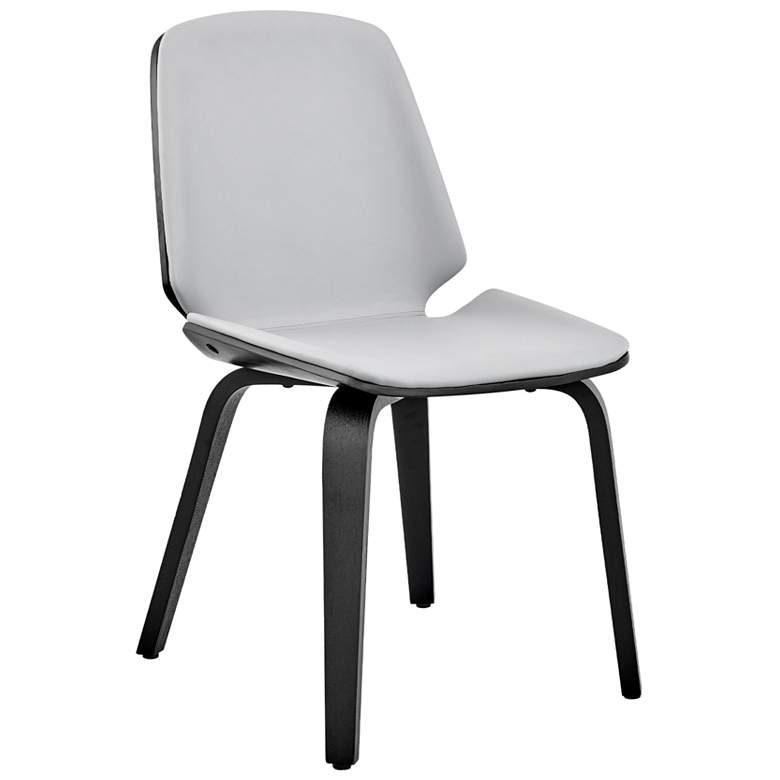 Image 1 Brinley Dining Accent Chair in Gray Faux Leather and Black Wood