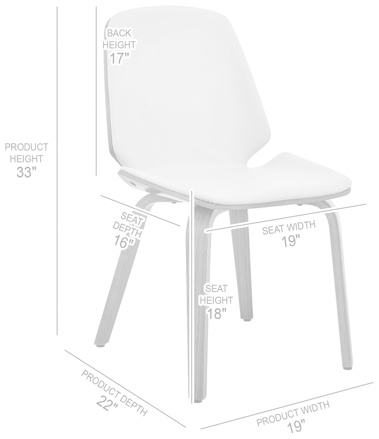 Brinley Dining Accent Chair in Gray Faux Leather and Black Wood