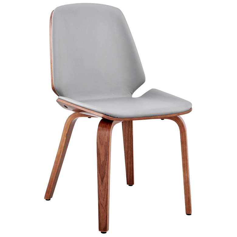 Image 1 Brinley Dining Accent Chair in Gray Faux Leather and Walnut Wood