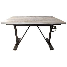 Image1 of Brio Aged Iron Base Natural Driftwood Top Sit or Standing Adjustable Desk