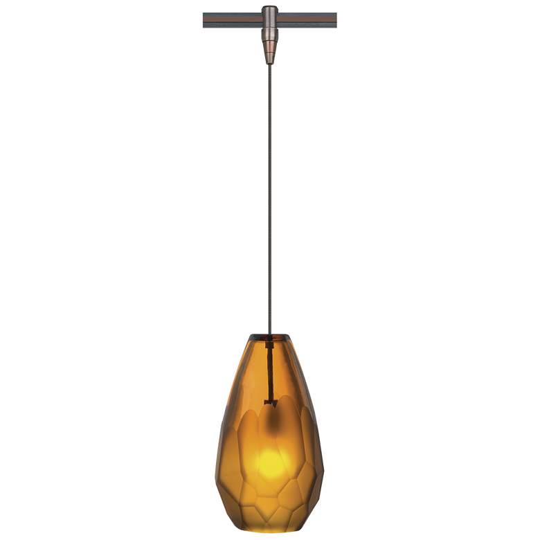 Image 1 Briolette 4 1/4"W Amber and Bronze LED Monorail Mini Pendant