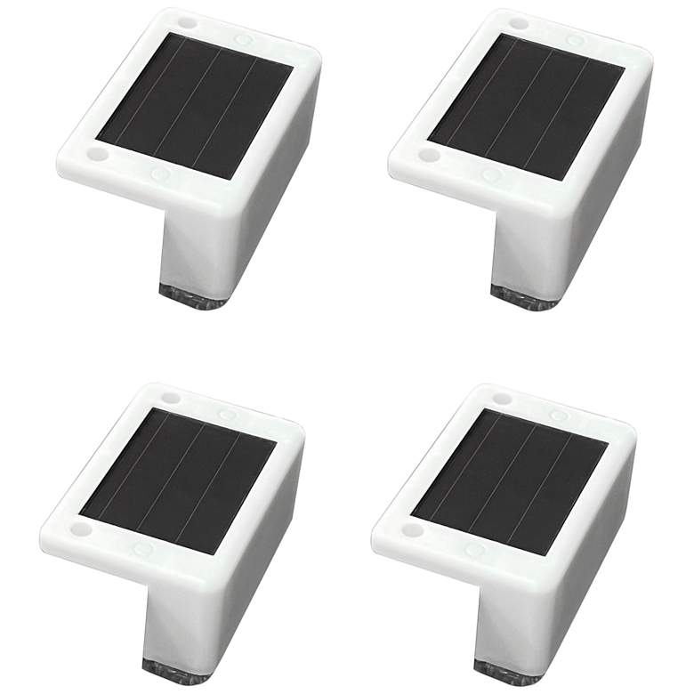 Image 1 Brione 2"W White Solar-Powered LED Deck Lights Set of 4