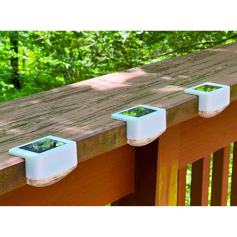 Brione 2 inchW White Solar-Powered LED Deck Lights Set of 4 more views