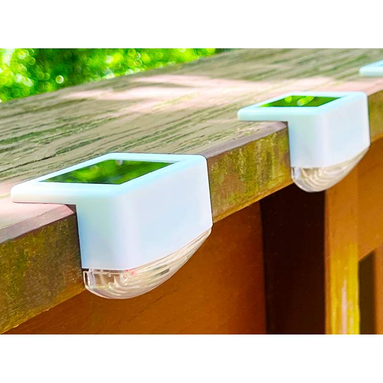 Image 3 Brione 2 inchW White Solar-Powered LED Deck Lights Set of 4 more views