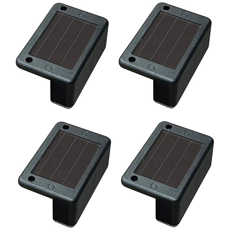 Image 1 Brione Cordless 2" Black Finish Solar-Powered LED Deck Lights Set of 4