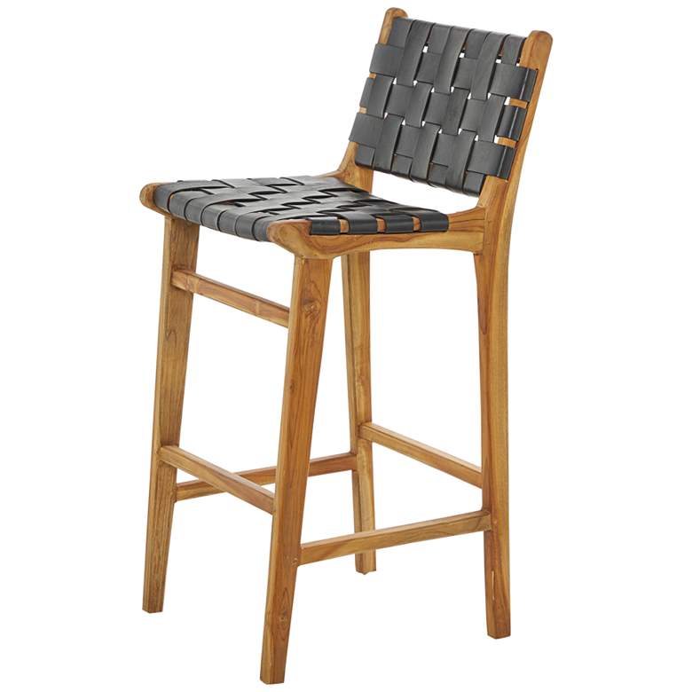Image 4 Briones 29" Black Genuine Leather Bar Stool more views