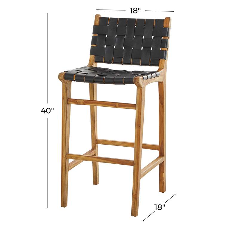 Image 7 Briones 29" Black Genuine Leather Bar Stool more views