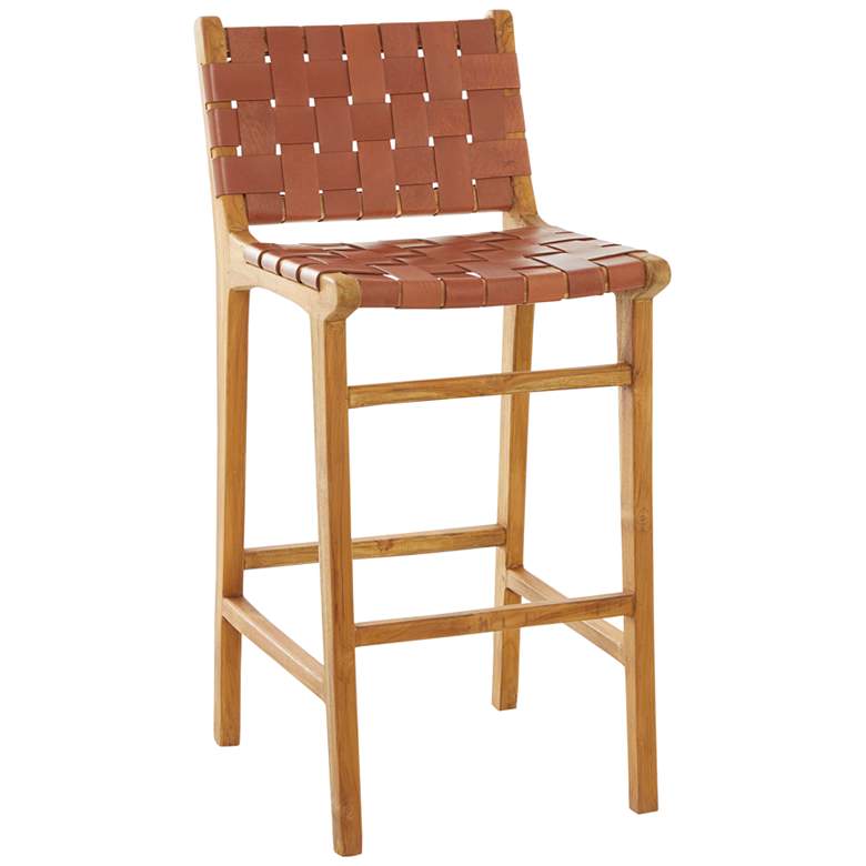 Image 2 Briones 29" Brown Genuine Leather Bar Stool