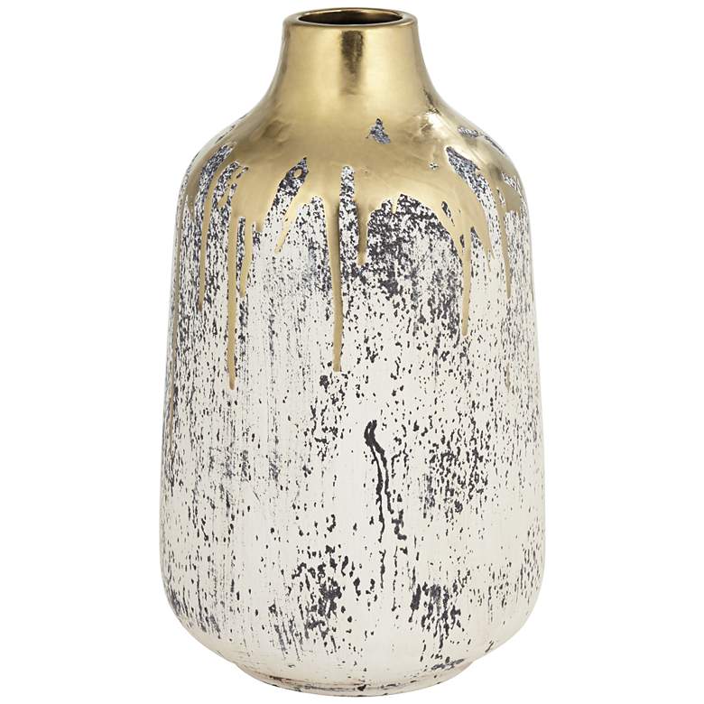 Image 3 Brisbane 11 1/2" High Matte Gold and Gray Decorative Vase