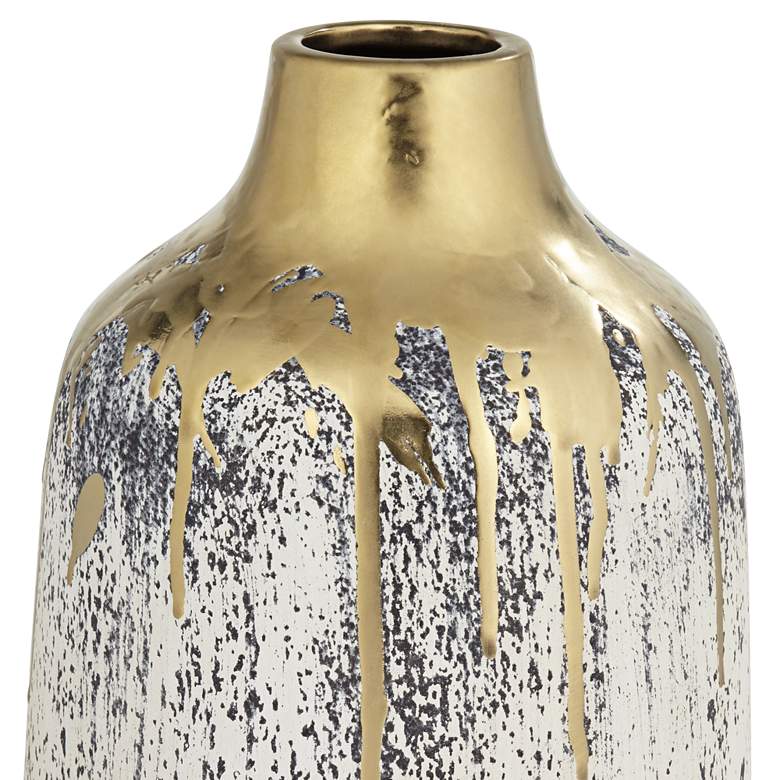 Image 4 Brisbane 11 1/2" High Matte Gold and Gray Decorative Vase more views