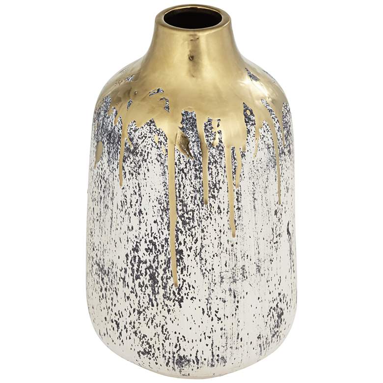 Image 5 Brisbane 11 1/2" High Matte Gold and Gray Decorative Vase more views