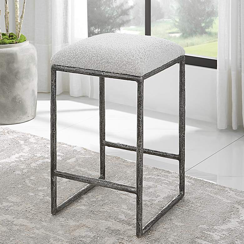 Image 1 Brisbane 26" Ivory Boucle Fabric Counter Stool