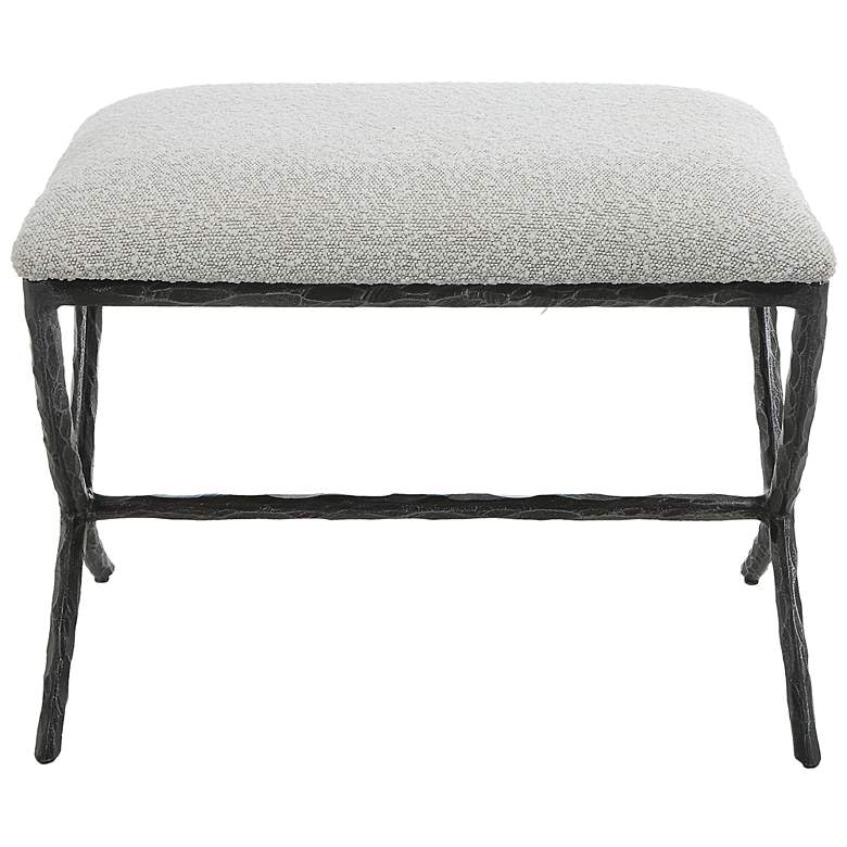 Image 1 Brisby 24" Wide Ivory and Warm Gray Boucle Fabric Bench