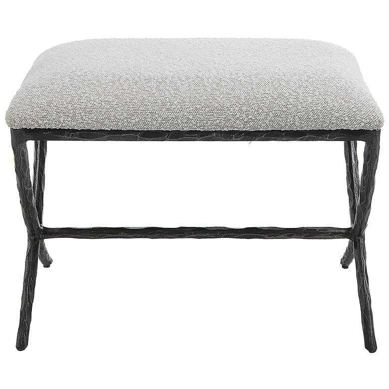 Image 1 Brisby 24 inch Wide Ivory and Warm Gray Boucle Fabric Bench