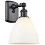 Bristol 10 1/2" High Matte Black Wall Sconce w/ White Glass