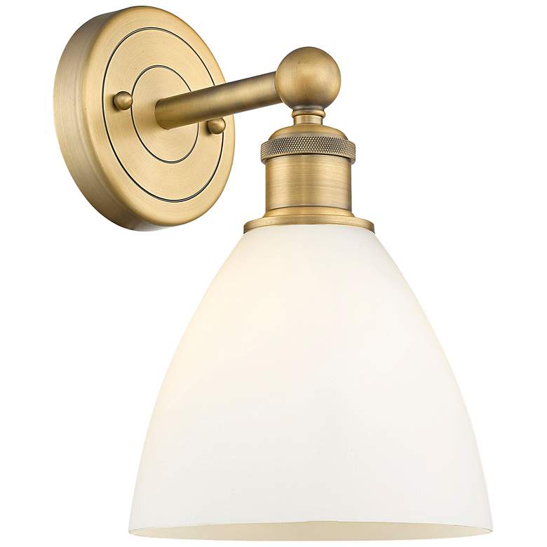 Image 1 Bristol 11 3/4" High Brushed Brass White Glass Wall Sconce