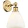 Bristol 11 3/4" High Brushed Brass White Glass Wall Sconce