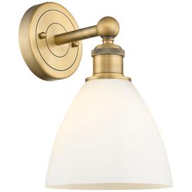 Bristol 11 3/4" High Brushed Brass White Glass Wall Sconce Bristol 11 3/4" High Brushed Brass White Glass Wall Sconce