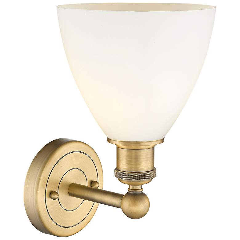 Image 3 Bristol 11 3/4" High Brushed Brass White Glass Wall Sconce more views
