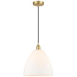 Bristol 11 3/4" Wide Satin Gold Mini Pendant w/ White Glass