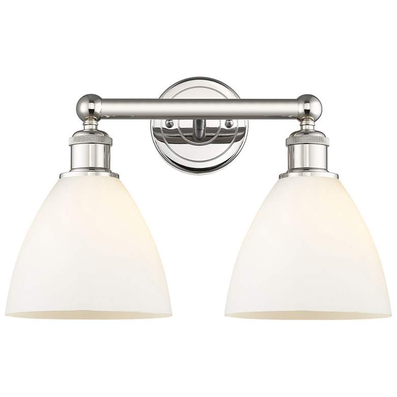 Image 1 Bristol 11 3/4"H Polished Nickel and White 2-Light Sconce