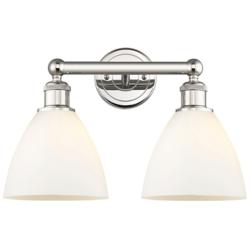 Bristol 11 3/4"H Polished Nickel and White 2-Light Sconce