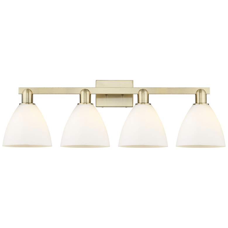 Image 1 Bristol 11"H 4-Light Antique Brass Bath Vanity Light w/ Matte White Shade