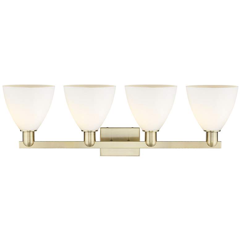 Image 2 Bristol 11"H 4-Light Antique Brass Bath Vanity Light w/ Matte White Shade more views