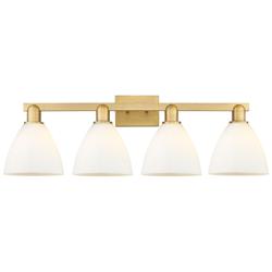 Bristol 11"H 4-Light Brushed Brass Bath Vanity Light w/ Matte White Shade