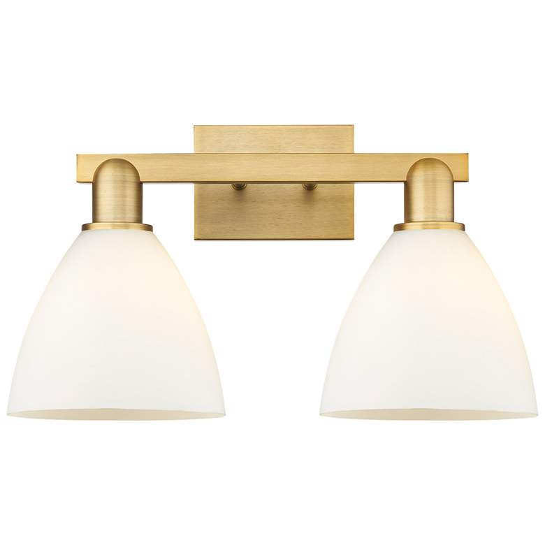 Image 1 Bristol 11" High 2-Light Brushed Brass Vanity Light w/ Matte White Shade