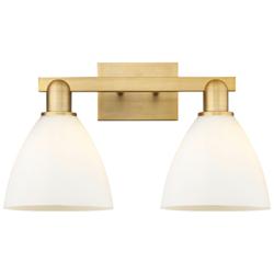 Bristol 11" High 2-Light Brushed Brass Vanity Light w/ Matte White Shade