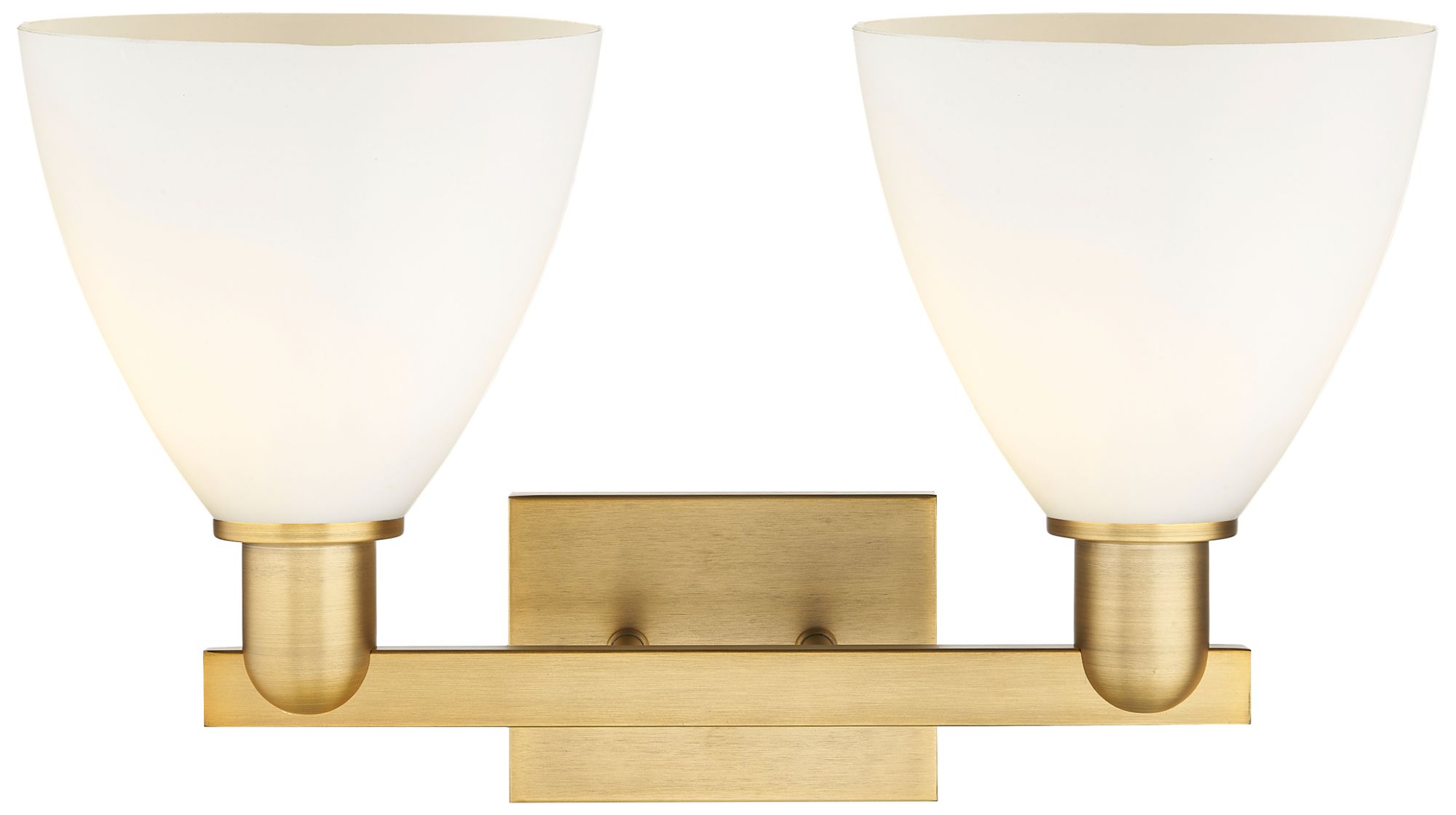 Image 2 Bristol 11" High 2-Light Brushed Brass Vanity Light w/ Matte White Shade more views